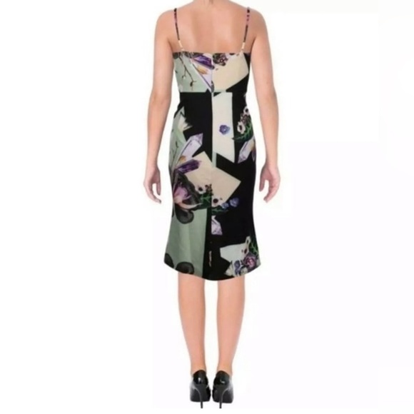 Bariano Australia Black Floral Tulip Hem Sheath MIDI Dress - Picture 2 of 10